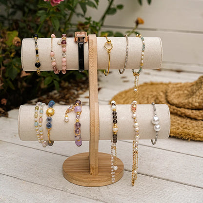 Double solid wood organizer for bracelets, watches or jewelry