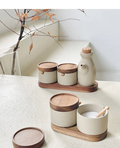 Stunning vintage Japanese style ceramic condiment jars