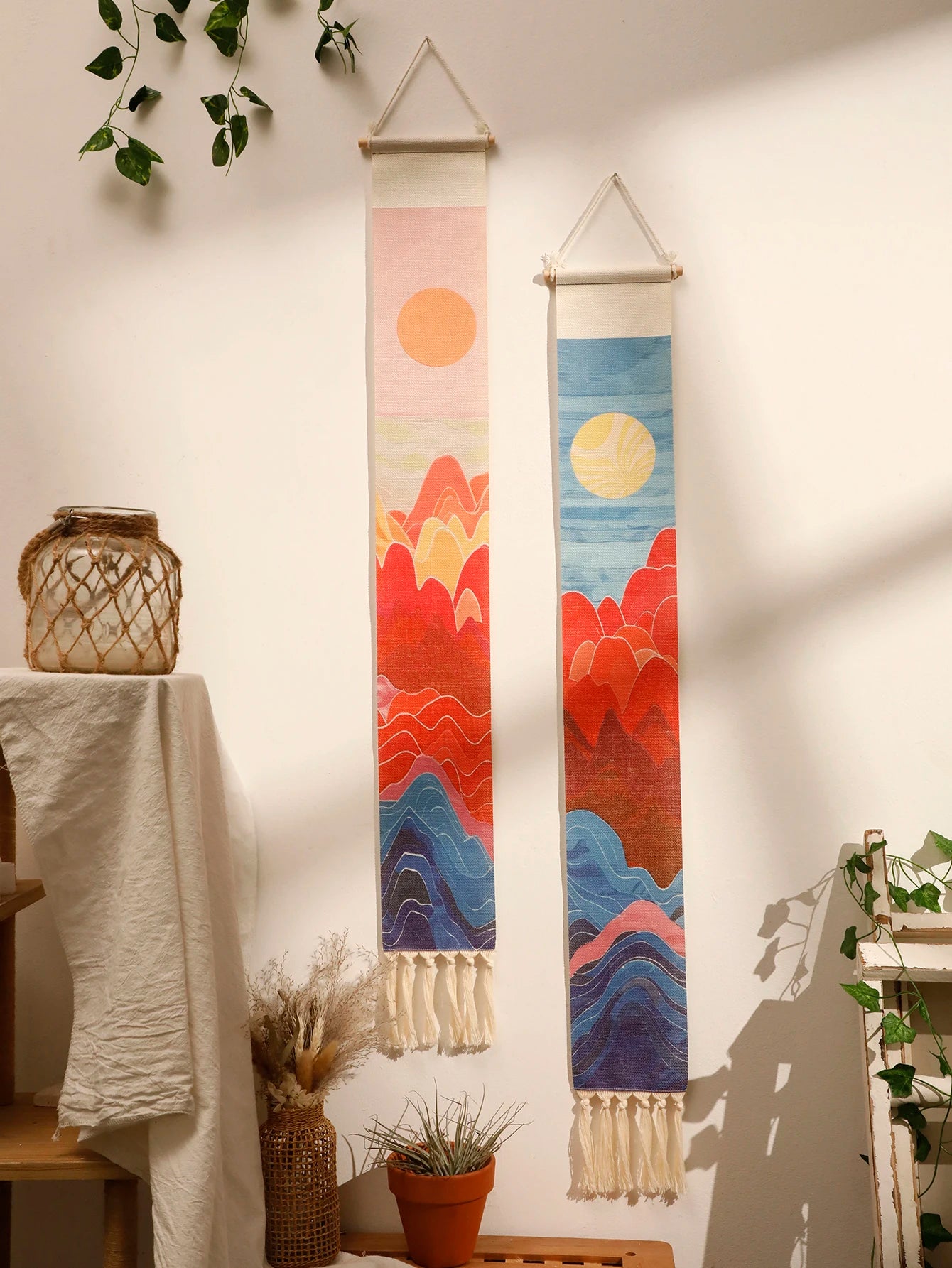 Macrame Tapestry Sunset Sunrise - Handmade
