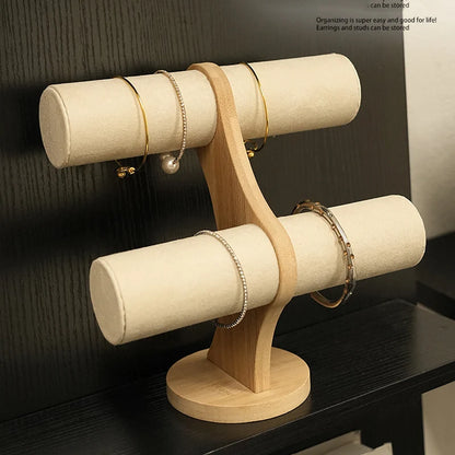 Double solid wood organizer for bracelets, watches or jewelry
