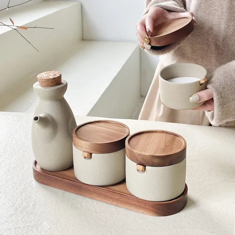 Stunning vintage Japanese style ceramic condiment jars