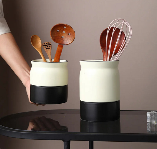 Ceramic Drain Chopsticks Tube Nordic Kitchen Spoon Knife and Fork Cutlery Storage Jar Decoration Creative Home Storage Tool