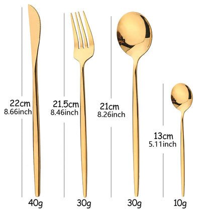 Stainless steel cutlery set - Gold, silver and black