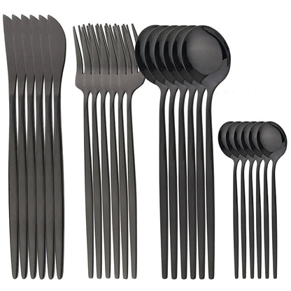 Stainless steel cutlery set - Gold, silver and black