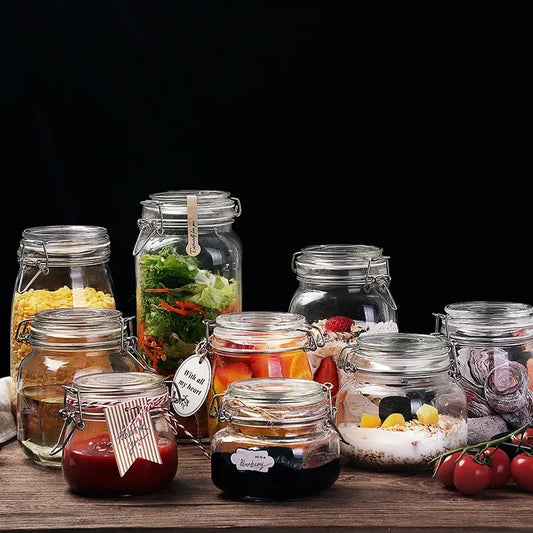 Airtight glass jar for food, sauces or condiments