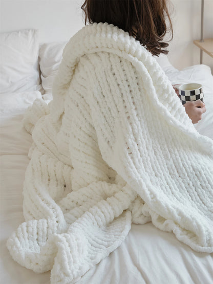 Nordic blanket + chenille tassels, soft and cozy, for sofas or beds