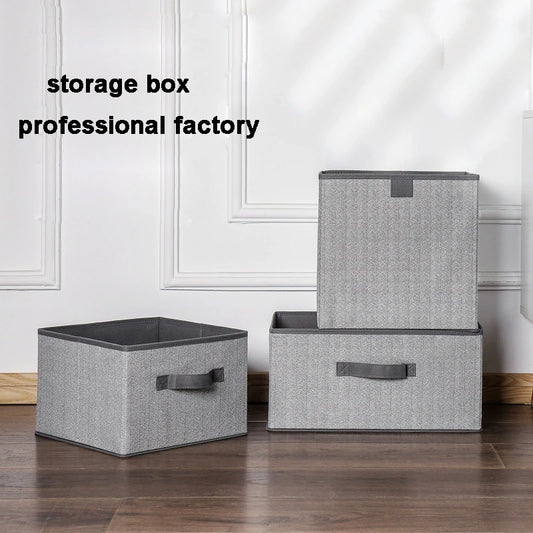 Fabric storage box without lid for clothing or miscellaneous items