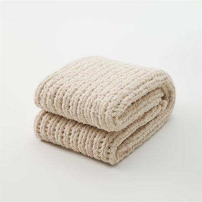 Nordic blanket + chenille tassels, soft and cozy, for sofas or beds
